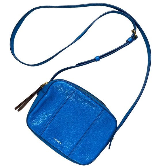 Fossil Handbags - Fossil Gemma Leather Crossbody Cerulean Blue with Adjustable Strap Shoulder Bag